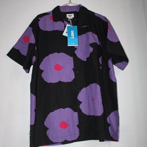 Obey Organic Cotton Purple Flowers Men's Shirt XL NWT